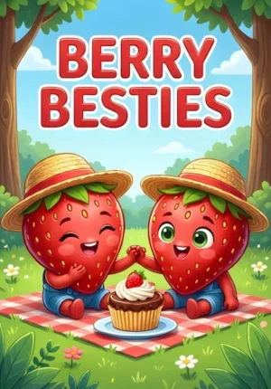 Berry Besties Two Strawberries Wearing Tiny Sun Hats Having A Picnic Together