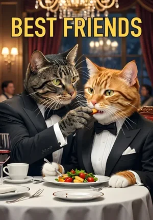 Best Friends Two Cats At A Fancy Restaurant