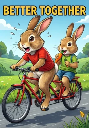 Better Together Two Rabbits Riding A Tandem Bicycle