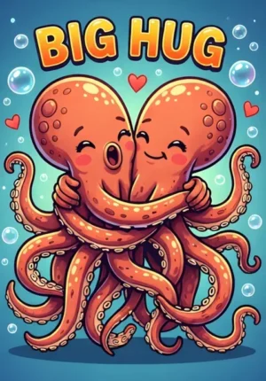 Big Hug Two Octopuses Giving Each Other An Enormous Eightarmed Hug And Becoming Completely Tangled Together