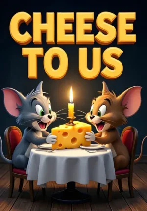 Cheese To Us Two Mice Sharing An Enormous Piece Of Cheese At A Tiny Candlelit Restaurant Table