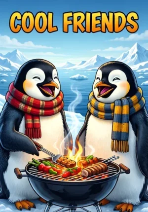 Cool Friends Two Penguins Having A Barbecue In Antarctica