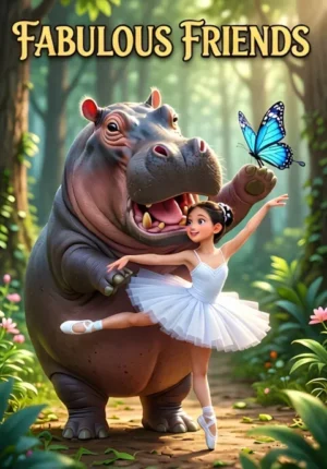 Fabulous Friends A Large Hippo And Tiny Butterfly Performing Ballet Together Hippo Enthusiastically Attempting An Elegant Pose