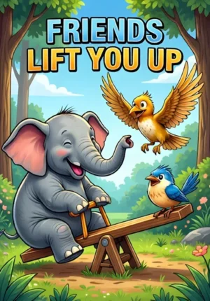 Friends Lift You Up An Elephant And Tiny Bird Playing On A Seesaw Bird Flying Dramatically Through The Air While Laughing