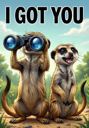 I Got You Two Meerkats Standing Lookout Together