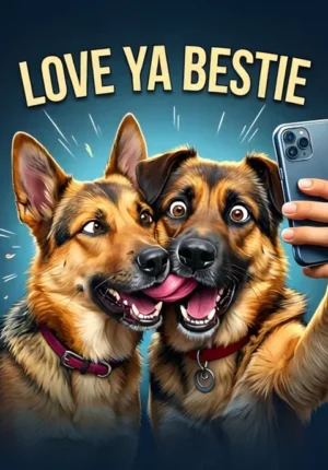 Love Ya Bestie Two Dogs Attempting A Perfect Selfie But One Enthusiastically Licking The Others Face