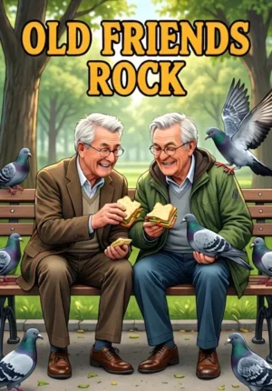 Old Friends Rock Two Elderly Male Friends Sitting On A Park Bench Feeding Pigeons While The Pigeons Secretly Steal Their Sandwiches