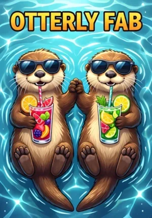 Otterly Fab Two Otters Floating On Their Backs Holding Paws