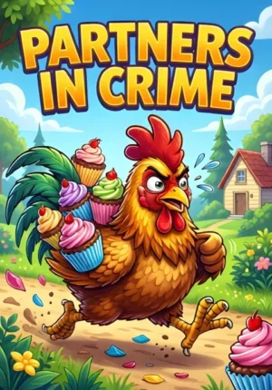 Partners In Crime Two Chickens Running Away With Stolen Cupcakes Tucked Under Their Wings Guilty Expressions And Crumbs Everywhere