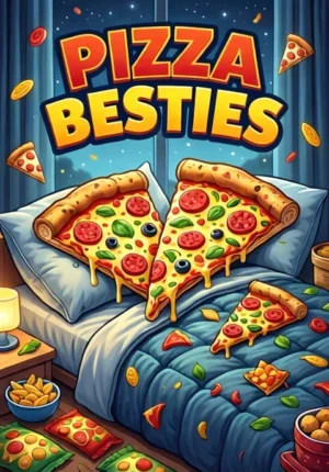 Pizza Besties Two Pizza Slices Having A Cozy Sleepover In Sleeping Bags Surrounded By Snacks