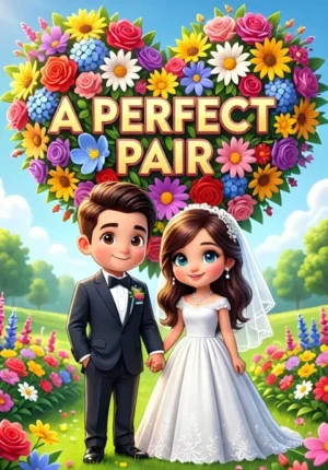 A Perfect Pair Two Newlyweds Holding Hands Beneath A Giant Heartshaped Arrangement Of Colorful Flowers