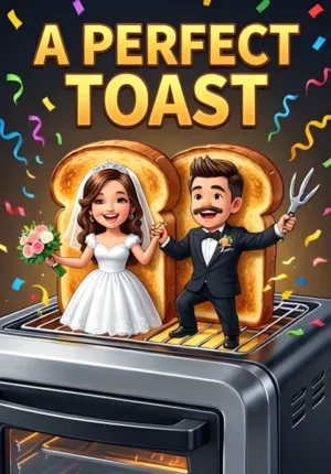 A Perfect Toast Two Pieces Of Toast Dressed As Newlyweds Popping Together From A Toaster With Confetti Flying