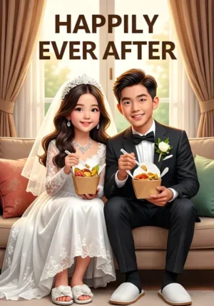 Happily Ever After A Bride And Groom In Matching Slippers Eating Takeaway Food Together After Their Wedding Party