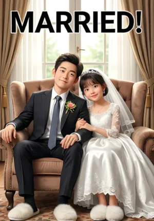 Married Two Newlyweds Sitting In Oversized Armchairs Wearing Wedding Clothes And Fluffy Slippers Exhausted But Happy