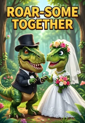 Roarsome Together Two Dinosaurs Dressed As Newlyweds