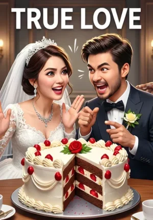 True Love A Newlywed Couple Arguing Playfully Over Who Gets The Larger Half Of A Wedding Cake Slice