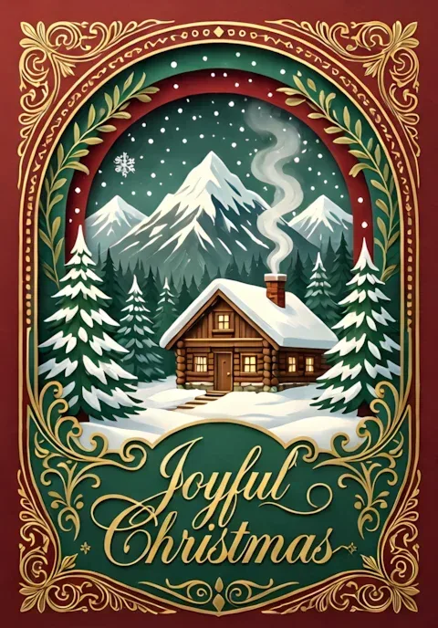 Joyful Christmas Mountain Chalet In Snowfall