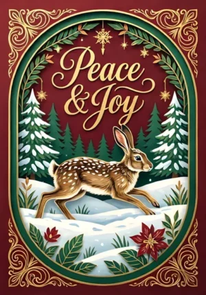 Peace And Joy Hare Crossing A Snowy Meadow