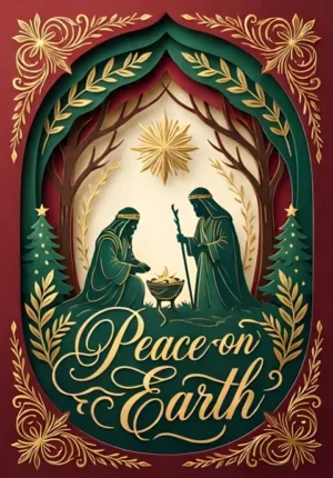 Peace On Earth Bethlehem Nativity Silhouette