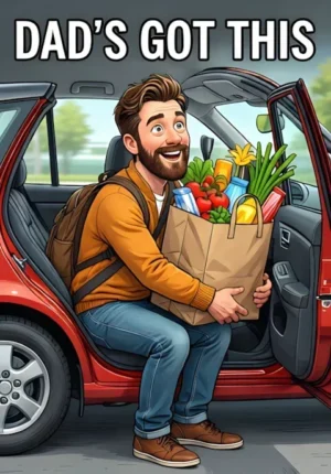 Dads Got This Dad Trying To Carry Every Grocery Bag From The Car In One Trip