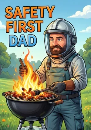 Safety First Dad Dad Trying To Light A Barbecue While Wearing Far Too Much Protective Equipment