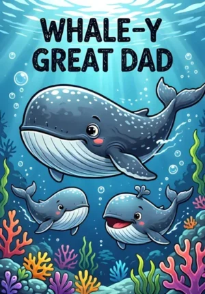 Whaley Great Dad Dad Whale And Little Whale Swimming Happily Together Beneath The Sea