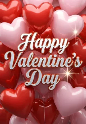 3D Balloon Hearts Happy Valentines Day Print