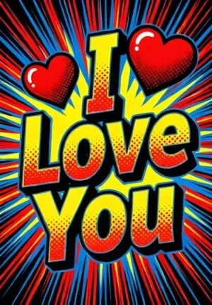 Bold Pop Art I Love You Valentine Print