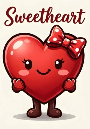 Cute Heart With Bow Sweetheart Valentine Art