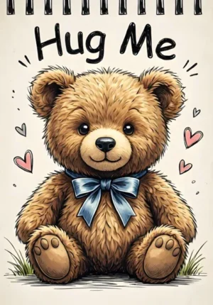 Cute Teddy Hug Me Valentines Illustration