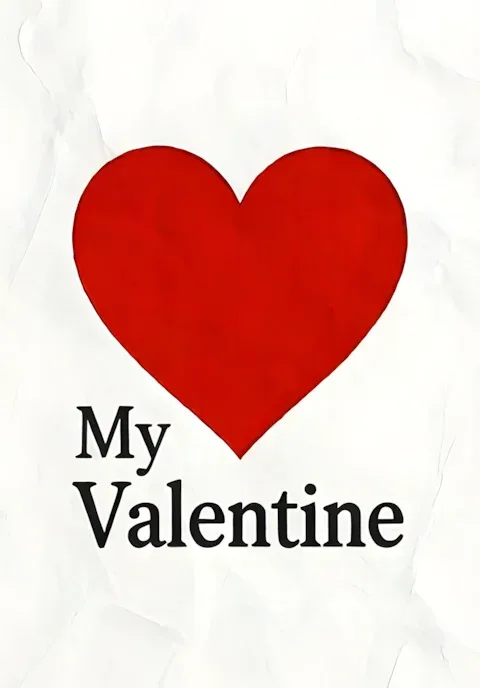 Minimalist My Valentine Red Heart Print