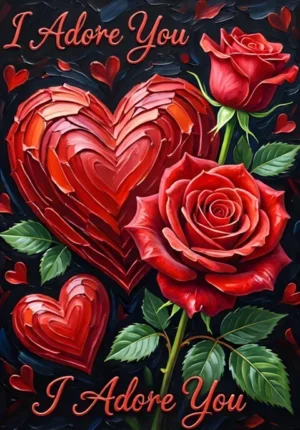 Oil Painting I Adore You Valentines Art