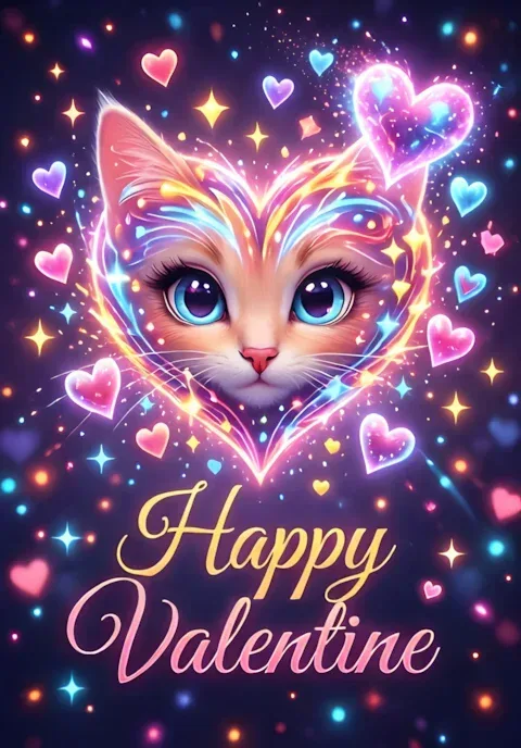 Whimsical Flying Hearts Happy Valentine Art