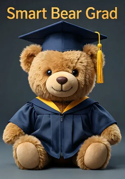 Cute Modern Smart Bear Grad Art