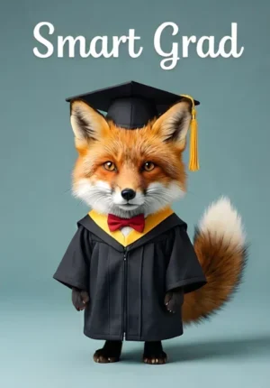 Cute Modern Smart Grad Fox Illustration