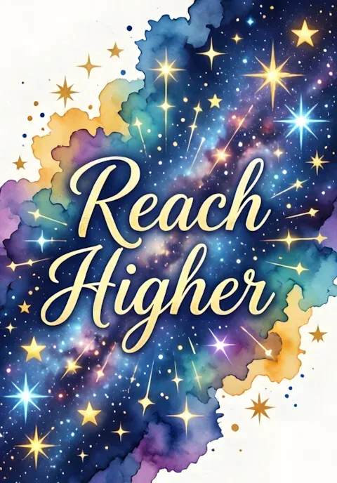 Dreamy Watercolor Reach Higher Graduation Art