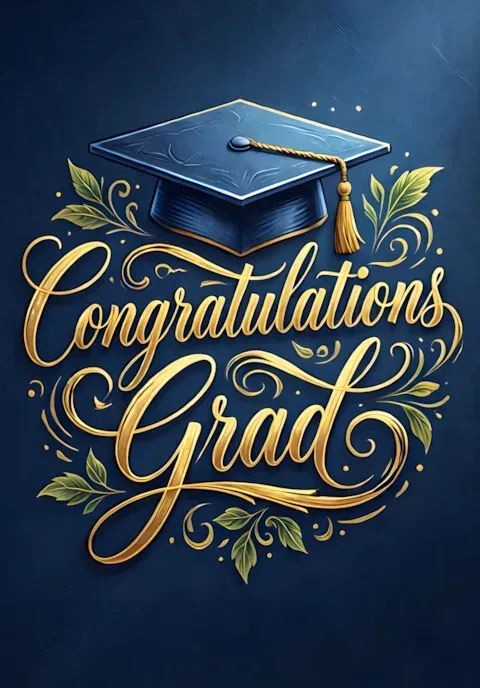 Elegant Navy Congratulations Grad Modern Art