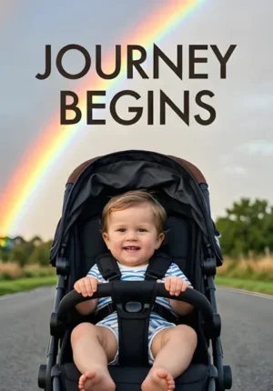 Baby Carriage Under Rainbow