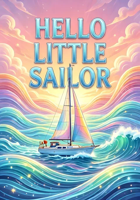 Gentle Pastel Waves Sailboat