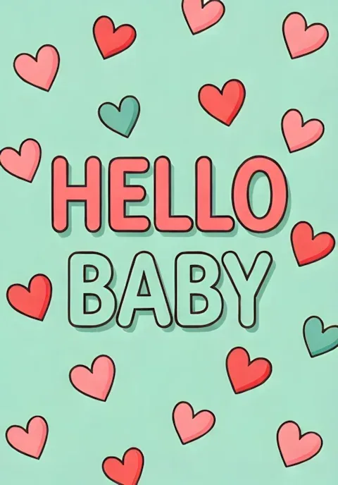 Soft Mint Green Background Floating Hearts Minimalist Cute