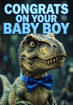 Cute Dinosaur Wearing Blue Bow Tie