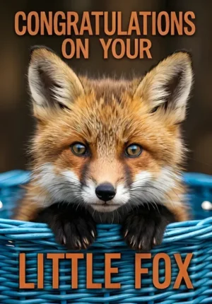 Cute Fox In A Blue Basket