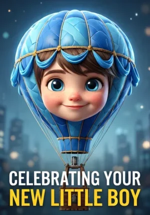 Cute Hot Air Balloon With Blue Details