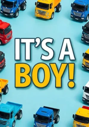 Pastel Blue Checkerboard With Toy Trucks