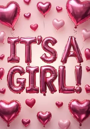 Pink Background With Hearts And Balloons
