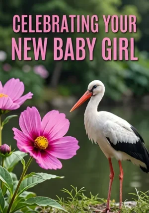 Pink Flowers And Stork
