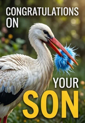 Stork Carrying Blue Bundle
