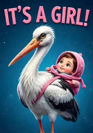 Whimsical Stork With Pink Bundle