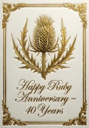 Classic Cream With Gold Embossed Effect And Thistle Detail