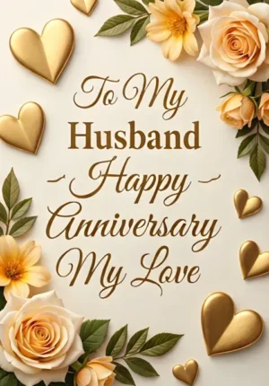 Warm Ivory With Soft Gold Hearts And Floral Accents